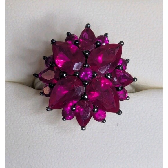 Lab Created Ruby Cocktail Ring - Size 9.5 - Picture 4 of 6
